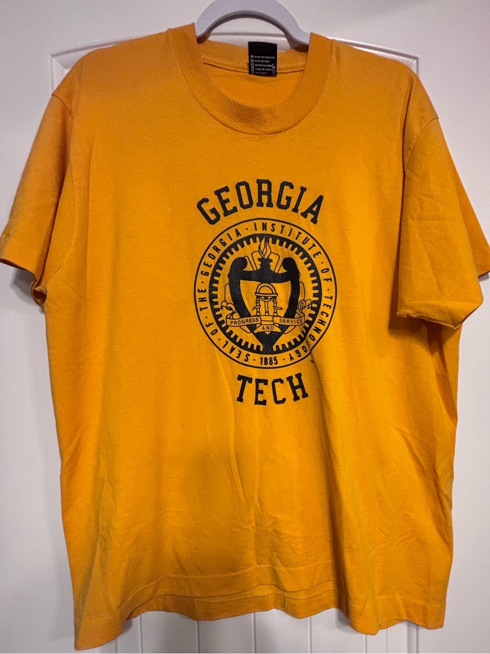 Georgia Tech College Screen Stars Bright Yellow Graphic Tee, XL